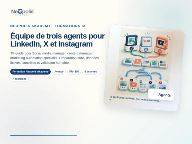 Équipe de trois agents pour LinkedIn, X et Instagram